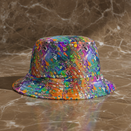Wild Fairy Dreamer Acrylic Pour Bucket Hat - Whimsical Abstract Sun Hat for Festival Fashion - Aesthetic Rebellion