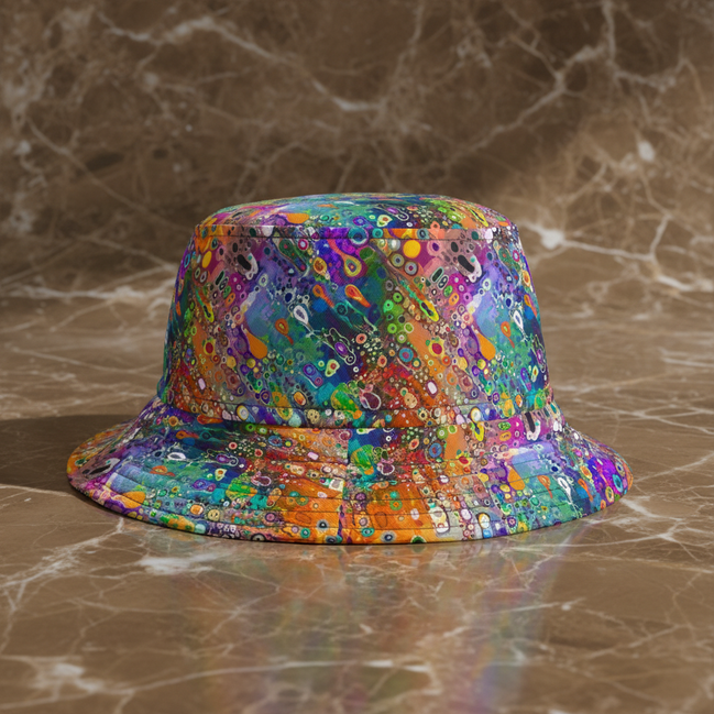 Wild Fairy Dreamer Acrylic Pour Bucket Hat - Whimsical Abstract Sun Hat for Festival Fashion - Aesthetic Rebellion