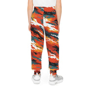 Youth Camo Joggers — Bold Orange All-Over Print Sweatpants for Kids - Aesthetic Rebellion